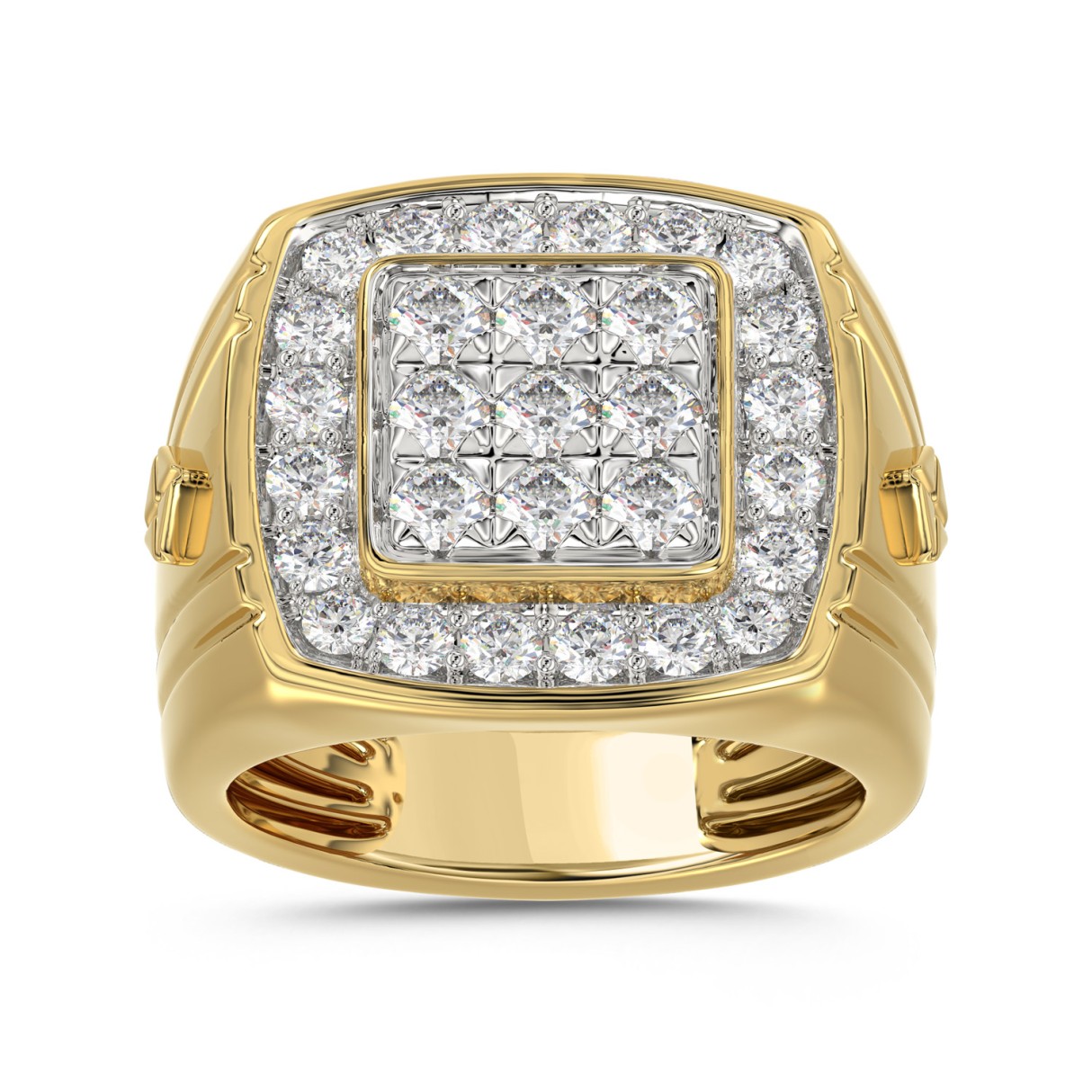 10K YELLOW GOLD 2.00CT ROUND DIAMOND MEN'S RING 1 10K YELLOW GOLD 2.00CT ROUND DIAMOND MEN'S RING - Image 1