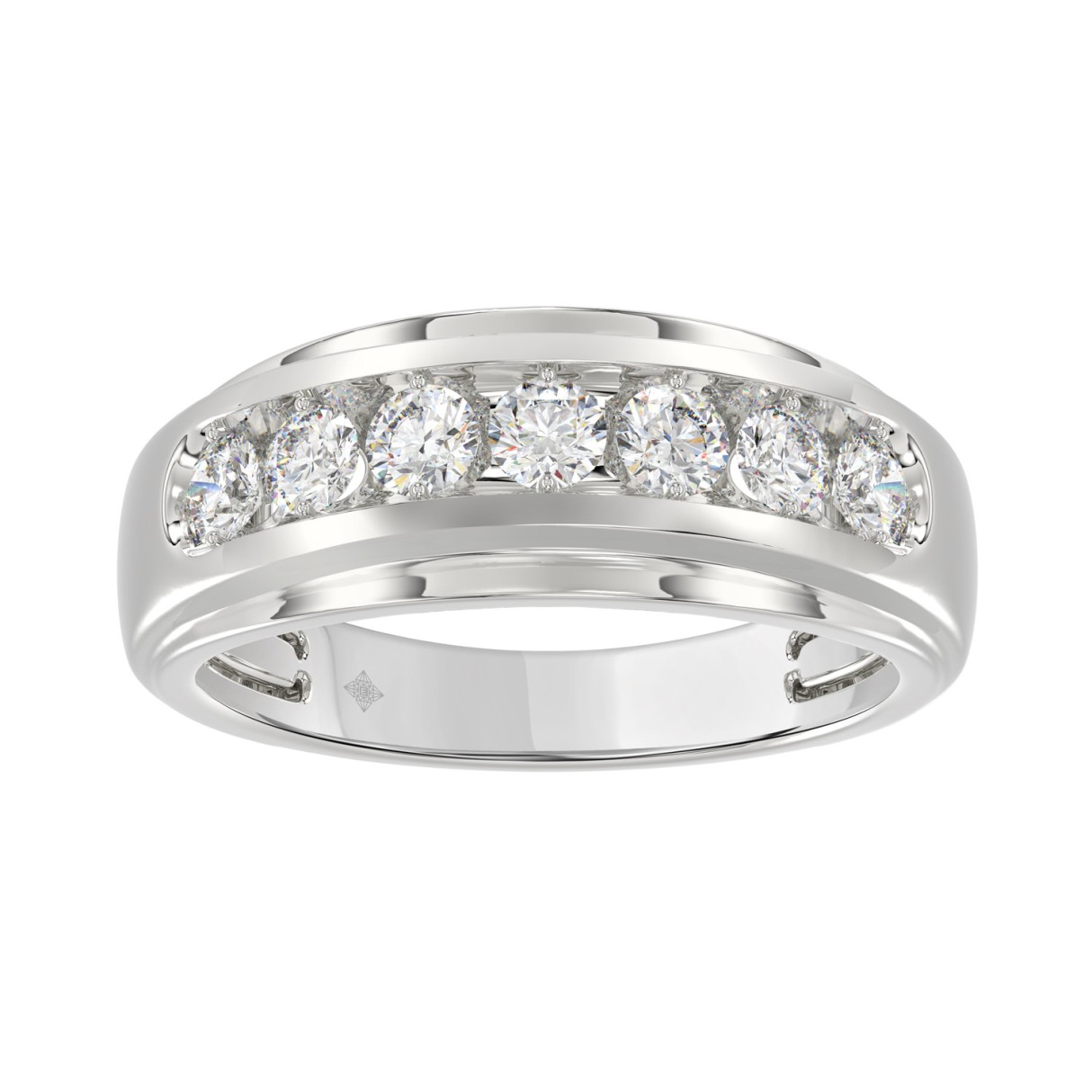 14K WHITE GOLD 1.00CT ROUND DIAMOND MEN'S BAND 1 14K WHITE GOLD 1.00CT ROUND DIAMOND MEN'S BAND - Image 1