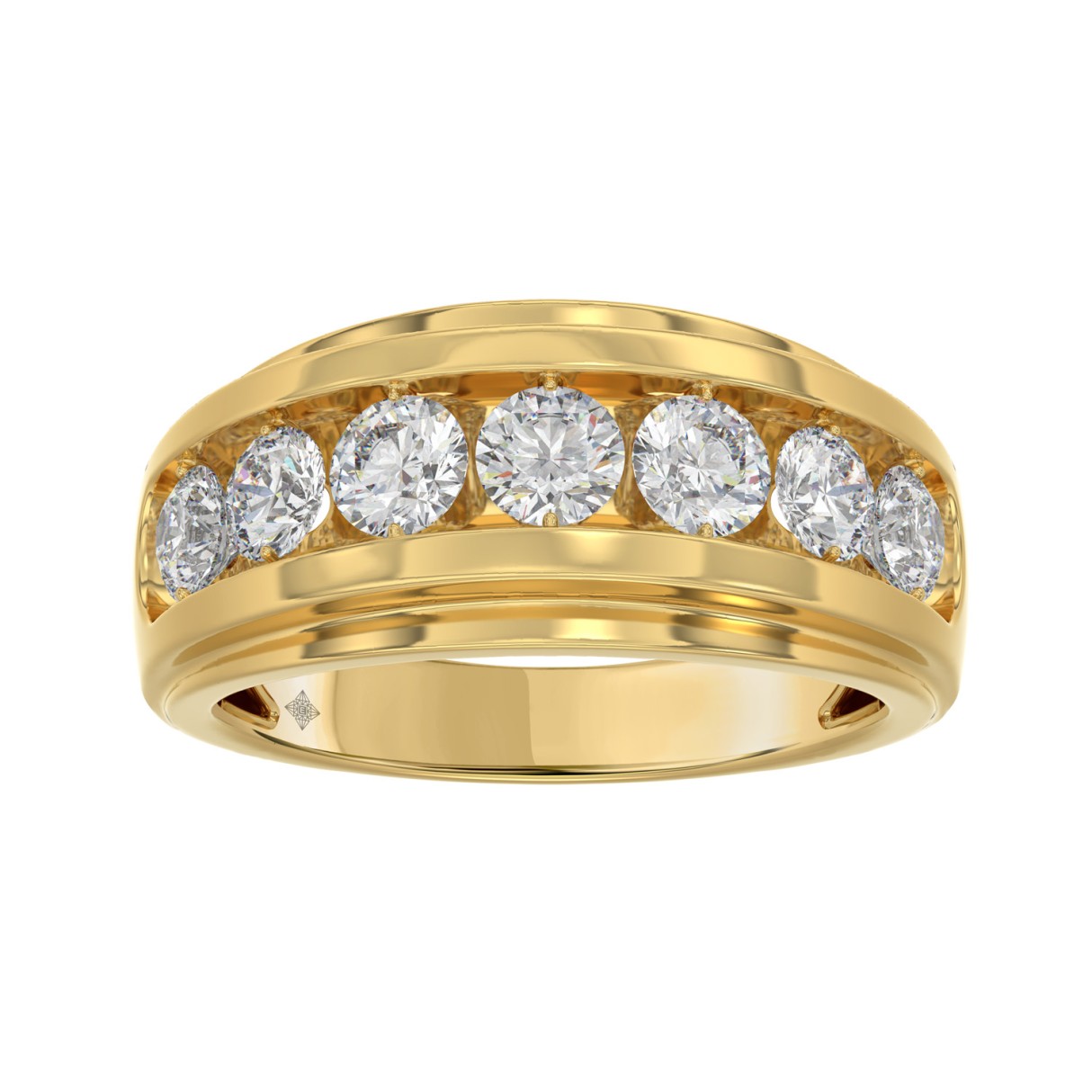 14K YELLOW GOLD 2.00CT ROUND DIAMOND MEN'S BAND 1 14K YELLOW GOLD 2.00CT ROUND DIAMOND MEN'S BAND - Image 1
