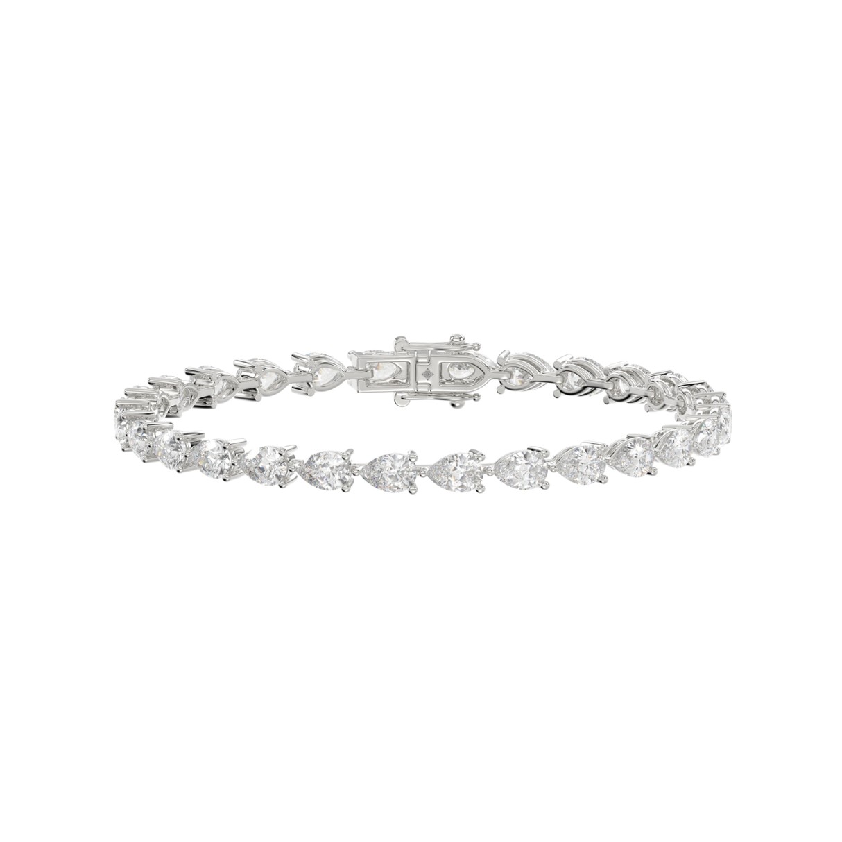 LADIES BRACELET 9CT PEAR DIAMOND 14K WHITE GOLD 1 LADIES BRACELET 9CT PEAR DIAMOND 14K WHITE GOLD - Image 1