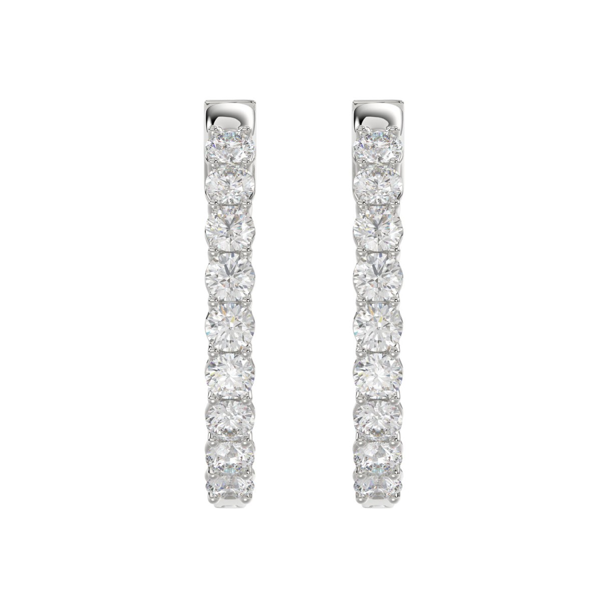 LADIES HOOP EARRINGS 5CT ROUND DIAMOND 14K WHITE GOLD 1 LADIES HOOP EARRINGS 5CT ROUND DIAMOND 14K WHITE GOLD - Image 1