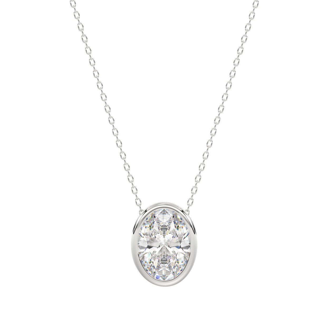 LADIES SOLITAIRE PENDANT 1CT OVAL DIAMOND 14K WHITE GOLD WITH CHAIN 1 LADIES SOLITAIRE PENDANT 1CT OVAL DIAMOND 14K WHITE GOLD WITH CHAIN - Image 1