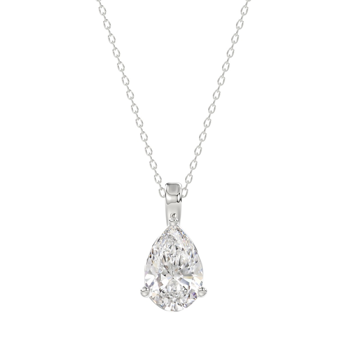LADIES SOLITAIRE PENDANT WITH CHAIN 2CT PEAR DIAMOND 14K WHITE GOLD 1 LADIES SOLITAIRE PENDANT WITH CHAIN 2CT PEAR DIAMOND 14K WHITE GOLD - Image 1