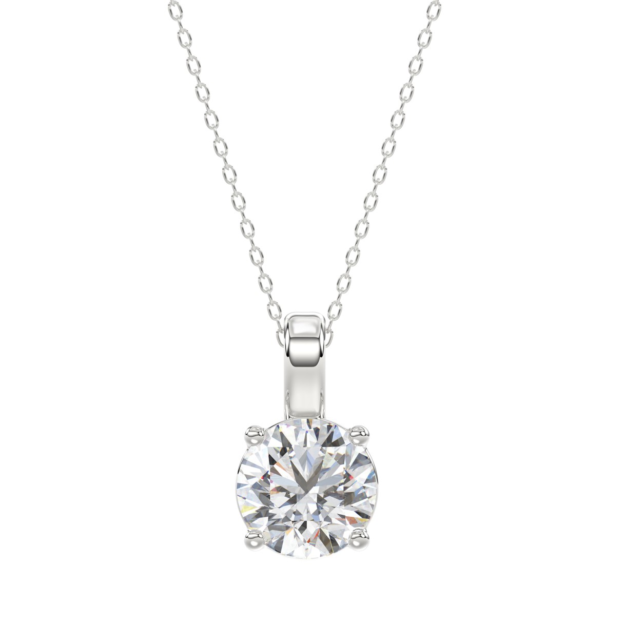 LADIES SOLITAIRE PENDANT WITH CHAIN 2CT ROUND DIAMOND 14K WHITE GOLD 1 LADIES SOLITAIRE PENDANT WITH CHAIN 2CT ROUND DIAMOND 14K WHITE GOLD - Image 1