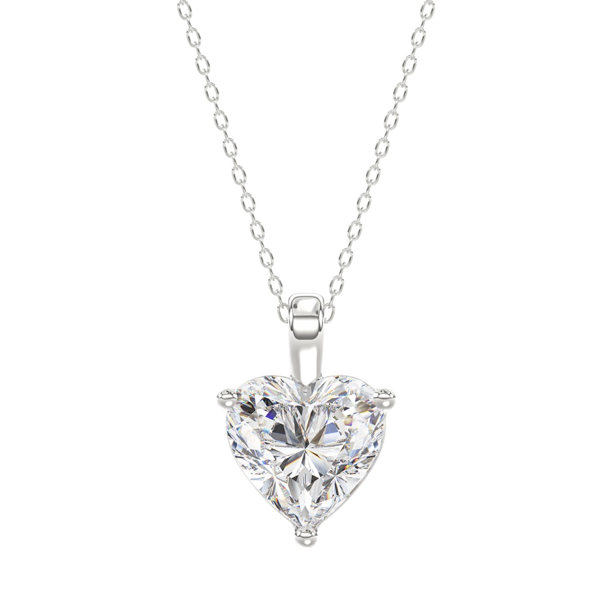 LADIES SOLITAIRE PENDANT WITH CHAIN 3CT HEART DIAMOND 14K WHITE GOLD 1 LADIES SOLITAIRE PENDANT WITH CHAIN 3CT HEART DIAMOND 14K WHITE GOLD - Image 1