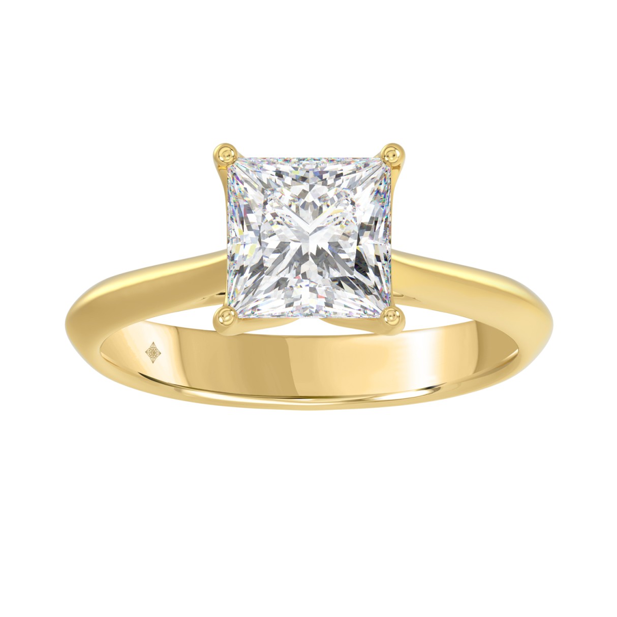 LADIES SOLITAIRE RING 2CT PRINCESS DIAMOND 14K YELLOW GOLD 1 LADIES SOLITAIRE RING 2CT PRINCESS DIAMOND 14K YELLOW GOLD - Image 1