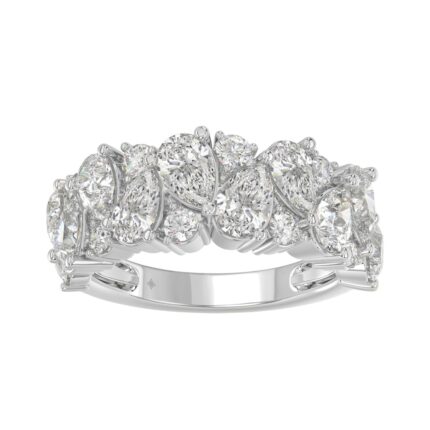 10K WHITE GOLD 3.00CT ROUND/PEAR DIAMOND LADIES RING