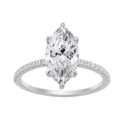14K WHITE GOLD 2 1/4CT MARQUISE/ROUND DIAMOND LADIES RING (CENTER STONE MARQUISE DIAMOND 2CT)