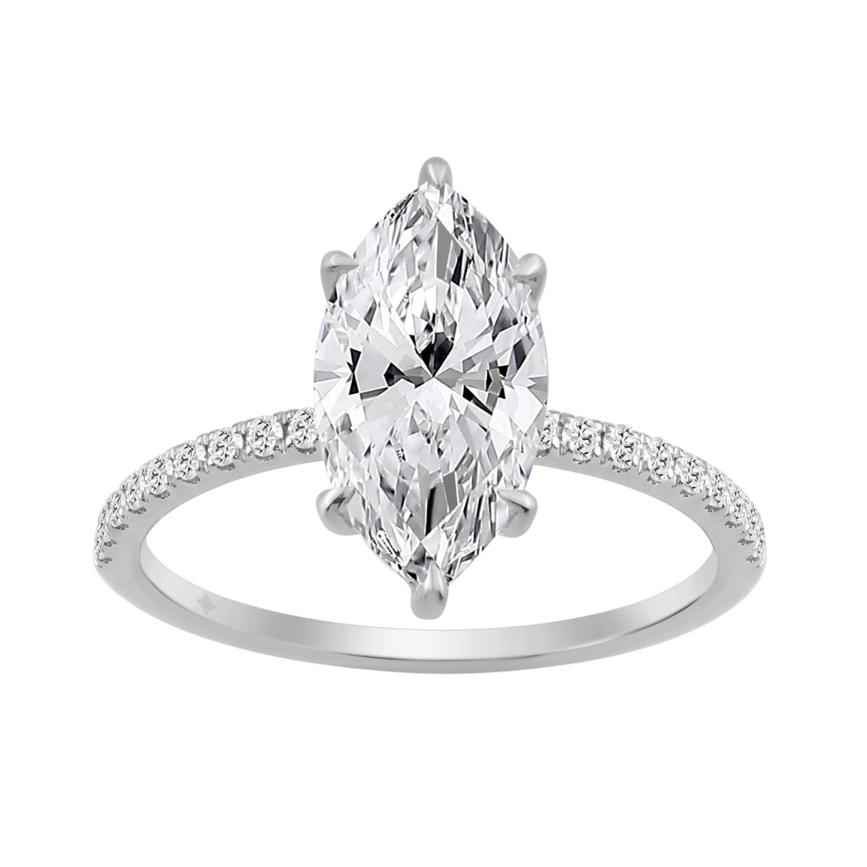 14K WHITE GOLD 2 1/4CT MARQUISE/ROUND DIAMOND LADIES RING (CENTER STONE MARQUISE DIAMOND 2CT) 1 14K WHITE GOLD 2 1/4CT MARQUISE/ROUND DIAMOND LADIES RING (CENTER STONE MARQUISE DIAMOND 2CT) - Image 1