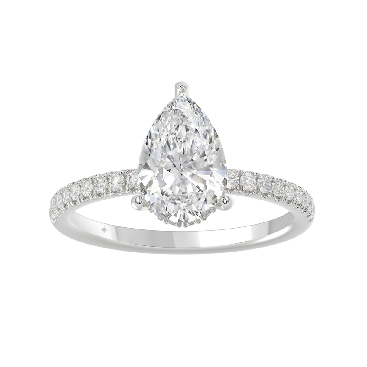 14K WHITE GOLD 2 3/4CT ROUND/PEAR DIAMOND LADIES RING (CENTER STONE PEAR DIAMOND 2CT) 1 14K WHITE GOLD 2 3/4CT ROUND/PEAR DIAMOND LADIES RING (CENTER STONE PEAR DIAMOND 2CT) - Image 1