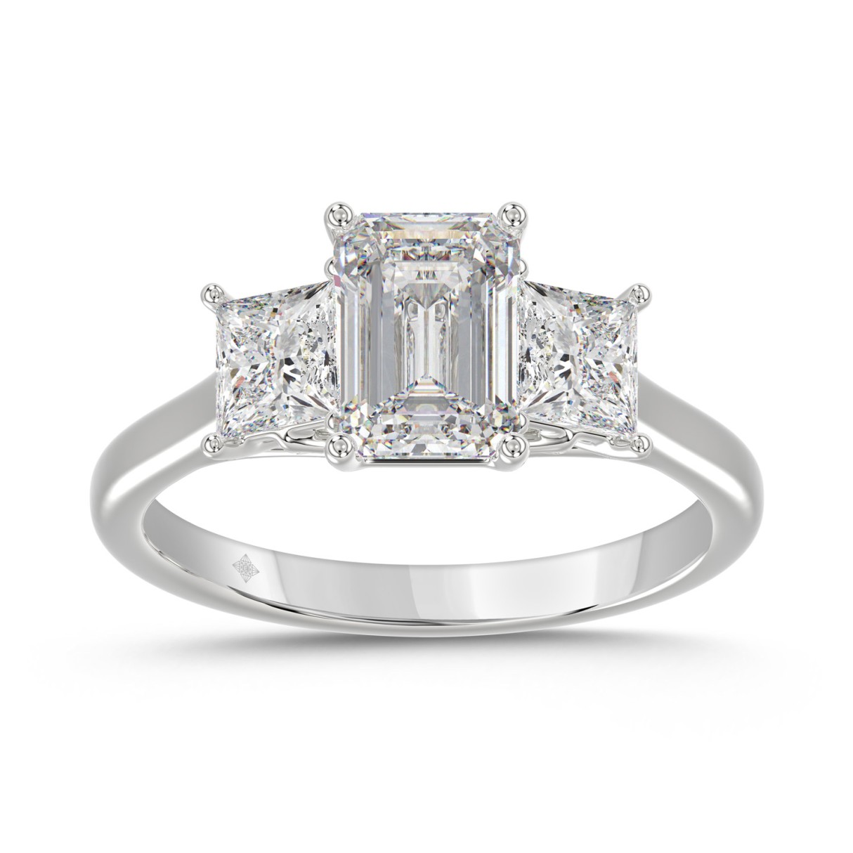 14K WHITE GOLD 2 5/8CT EMERALD/PRINCESS DIAMOND LADIES RING (CENTER STONE EMERALD DIAMOND 1 1/2CT) 1 14K WHITE GOLD 2 5/8CT EMERALD/PRINCESS DIAMOND LADIES RING (CENTER STONE EMERALD DIAMOND 1 1/2CT) - Image 1