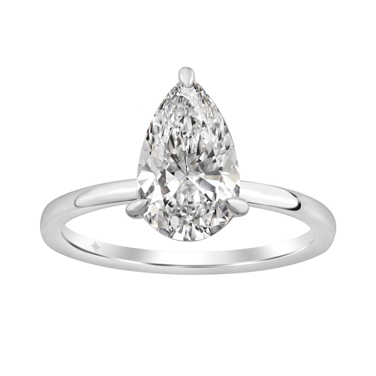 14K WHITE GOLD 2.00CT PEAR/ROUND DIAMOND LADIES RING (CENTER STONE PEAR DIAMOND 2CT) 1 14K WHITE GOLD 2.00CT PEAR/ROUND DIAMOND LADIES RING (CENTER STONE PEAR DIAMOND 2CT) - Image 1