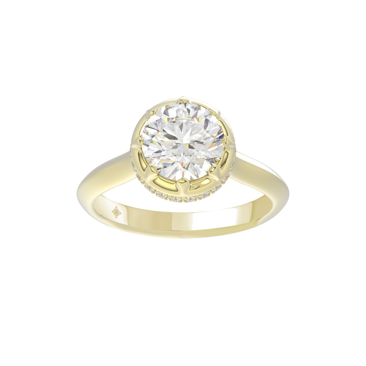 14K YELLOW GOLD 2 1/2CT ROUND DIAMOND LADIES RING (CENTER STONE ROUND DIAMOND 2CT) 1 14K YELLOW GOLD 2 1/2CT ROUND DIAMOND LADIES RING (CENTER STONE ROUND DIAMOND 2CT) - Image 1