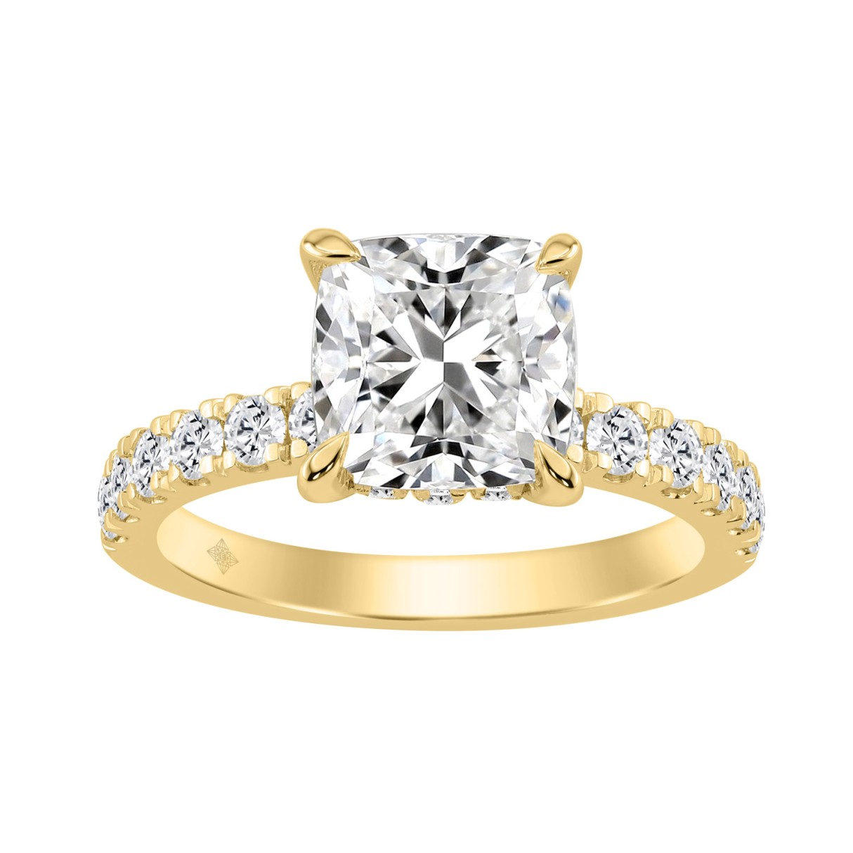 14K YELLOW GOLD 6.00CT ROUND/CUSHION DIAMOND LADIES RING (CENTER STONE CUSHION DIAMOND 5CT) 1 14K YELLOW GOLD 6.00CT ROUND/CUSHION DIAMOND LADIES RING (CENTER STONE CUSHION DIAMOND 5CT) - Image 1