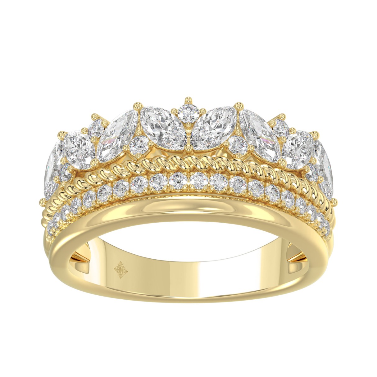 14K Yellow Gold Ladies Fashion Ring with 1.00 CT Round & Marquise Diamonds 1 14K Yellow Gold Ladies Fashion Ring with 1.00 CT Round & Marquise Diamonds - Image 1