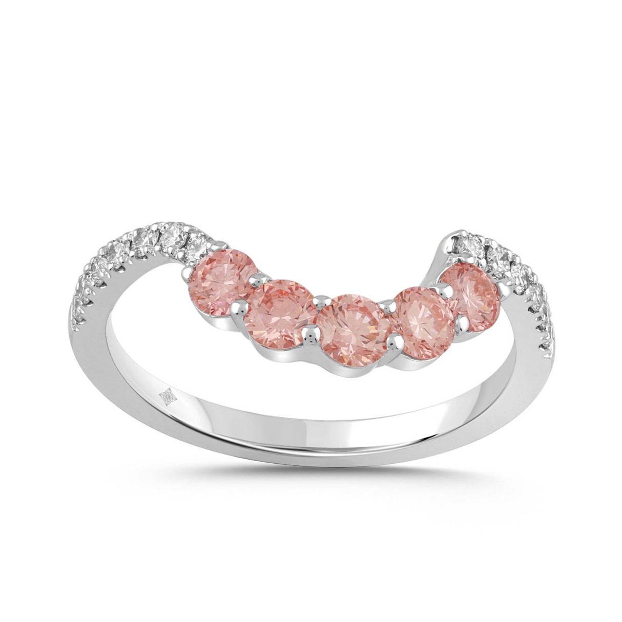 ETERNAL BLUSH COLLECTION 14K WHITE GOLD 3/4CT ROUND DIAMOND LADIES BAND (PINK ROUND) 1 ETERNAL BLUSH COLLECTION 14K WHITE GOLD 3/4CT ROUND DIAMOND LADIES BAND (PINK ROUND) - Image 1