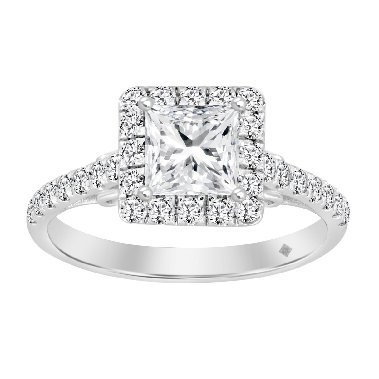 LADIES RING 1 1/2CT ROUND/PRINCESS DIAMOND 14K WHITE GOLD (CENTER STONE PRINCESS DIAMOND 1CT) 1 LADIES RING 1 1/2CT ROUND/PRINCESS DIAMOND 14K WHITE GOLD (CENTER STONE PRINCESS DIAMOND 1CT) - Image 1
