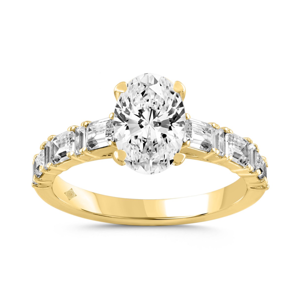 LADIES RING 3.00CT OVAL/BAGUETTE/EMERALD DIAMOND 14K YELLOW GOLD (CENTER STONE OVAL DIAMOND 2.00CT) 1 LADIES RING 3.00CT OVAL/BAGUETTE/EMERALD DIAMOND 14K YELLOW GOLD (CENTER STONE OVAL DIAMOND 2.00CT) - Image 1