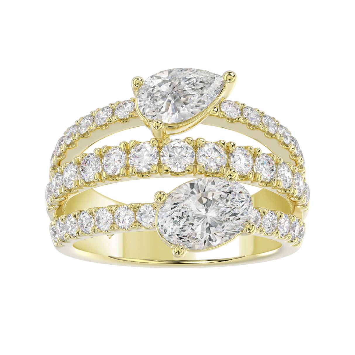 LADIES RING 3.00CT ROUND/PEAR/OVAL DIAMOND 14K YELLOW GOLD 1 LADIES RING 3.00CT ROUND/PEAR/OVAL DIAMOND 14K YELLOW GOLD - Image 1