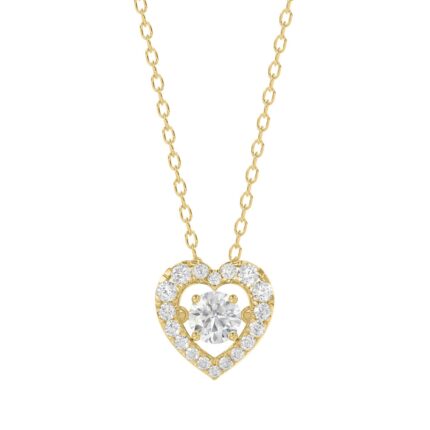 LADIES DANCING DIAMOND PENDANT WITH CHAIN 3/4CT ROUND DIAMOND 14K YELLOW GOLD (CENTER STONE ROUND DIAMOND 1/2CT)