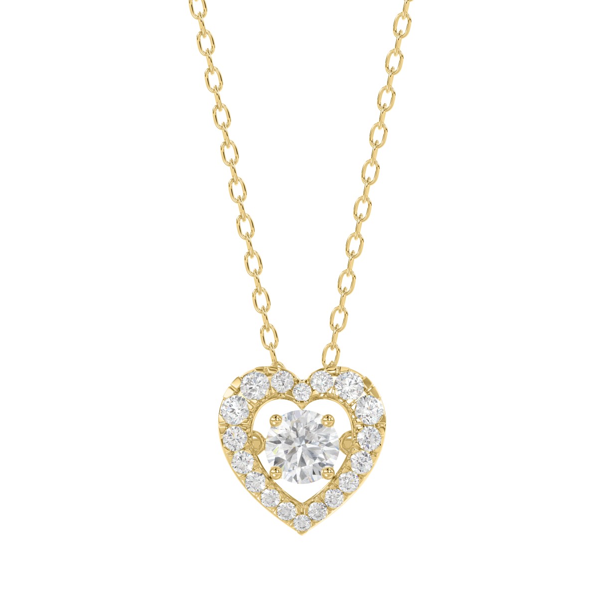 LADIES DANCING DIAMOND PENDANT WITH CHAIN 3/4CT ROUND DIAMOND 14K YELLOW GOLD (CENTER STONE ROUND DIAMOND 1/2CT) 1 LADIES DANCING DIAMOND PENDANT WITH CHAIN 3/4CT ROUND DIAMOND 14K YELLOW GOLD (CENTER STONE ROUND DIAMOND 1/2CT) - Image 1