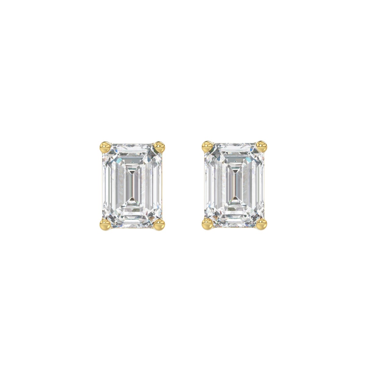 14K YELLOW GOLD 2CT EMERALD DIAMOND LADIES SOLITAIRE EARRINGS 1 14K YELLOW GOLD 2CT EMERALD DIAMOND LADIES SOLITAIRE EARRINGS - Image 1