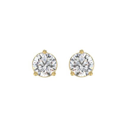 14K YELLOW GOLD 3CT ROUND DIAMOND LADIES SOLITAIRE EARRINGS (CENTER STONE  ROUND DIAMOND 1 1/2CT)