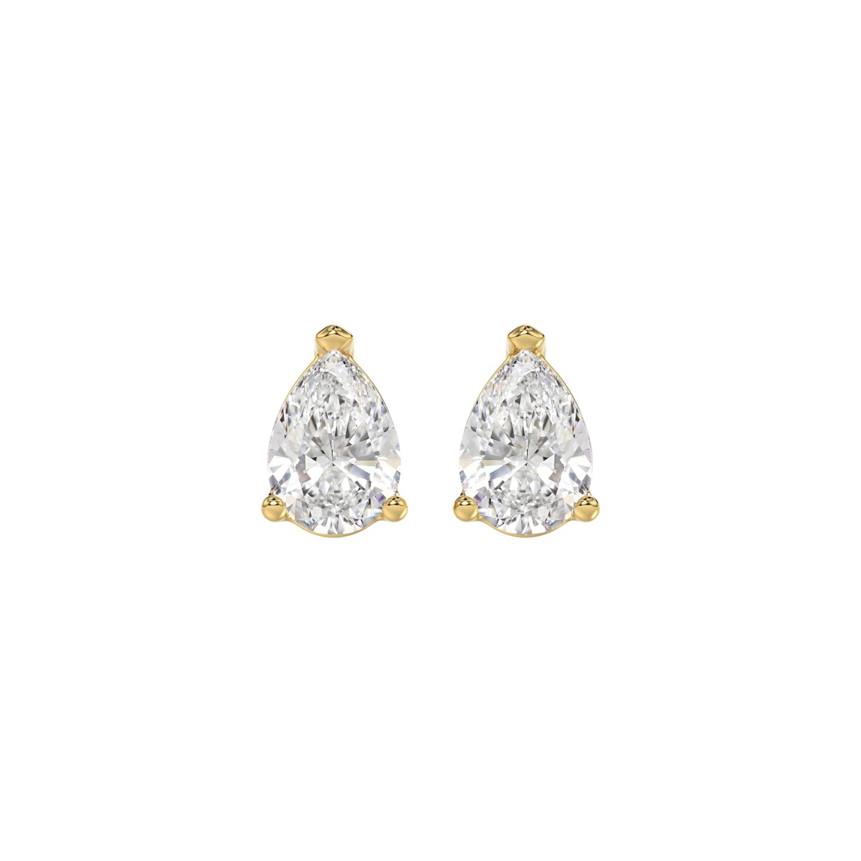 LADIES SOLITAIRE EARRINGS 1 1/2CT PEAR DIAMOND 14K YELLOW GOLD 1 LADIES SOLITAIRE EARRINGS 1 1/2CT PEAR DIAMOND 14K YELLOW GOLD - Image 1