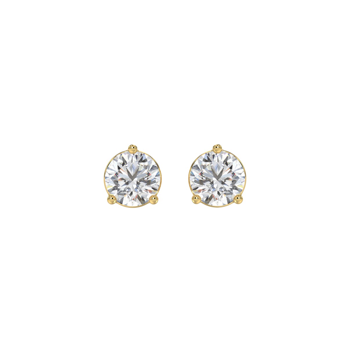 LADIES SOLITAIRE EARRINGS 1 1/2CT ROUND DIAMOND 14K YELLOW GOLD 1 LADIES SOLITAIRE EARRINGS 1 1/2CT ROUND DIAMOND 14K YELLOW GOLD - Image 1