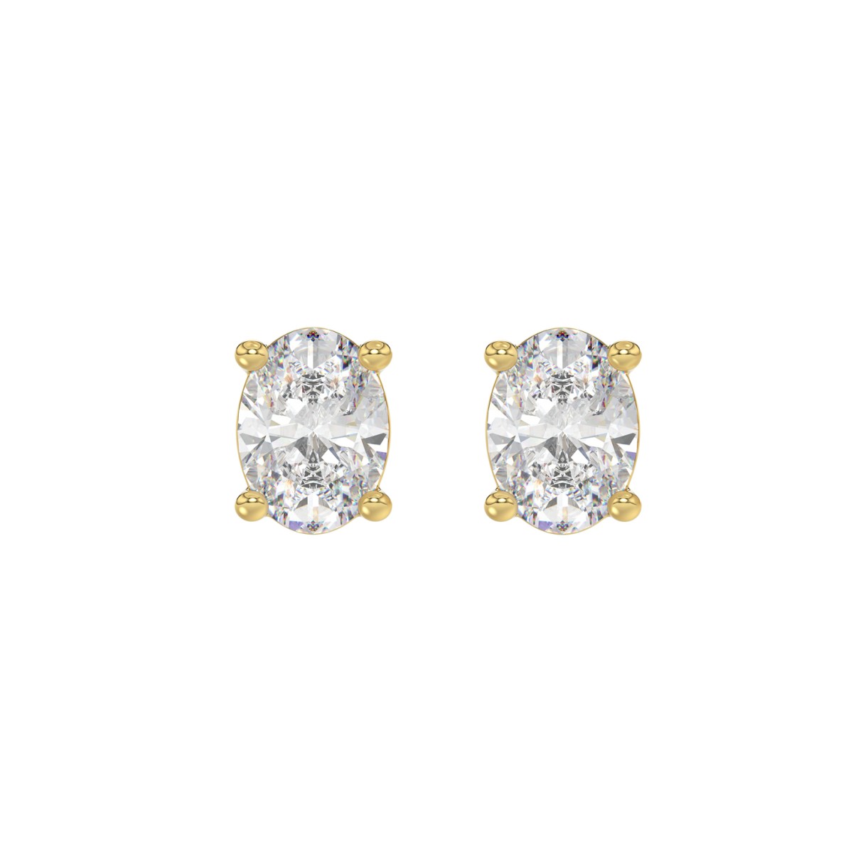 LADIES SOLITAIRE EARRINGS 2 1/2CT OVAL DIAMOND 14K YELLOW GOLD 1 LADIES SOLITAIRE EARRINGS 2 1/2CT OVAL DIAMOND 14K YELLOW GOLD - Image 1