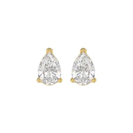 LADIES SOLITAIRE EARRINGS 2 1/2CT PEAR DIAMOND 14K YELLOW GOLD