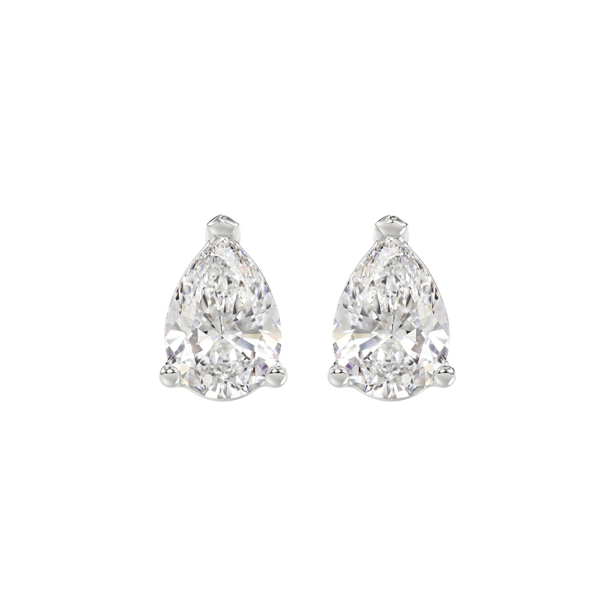 LADIES SOLITAIRE EARRINGS 3CT PEAR DIAMOND 14K WHITE GOLD 1 LADIES SOLITAIRE EARRINGS 3CT PEAR DIAMOND 14K WHITE GOLD - Image 1