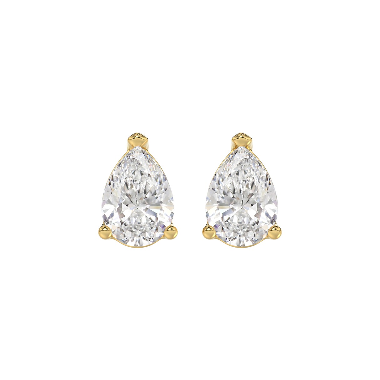 LADIES SOLITAIRE EARRINGS 3CT PEAR DIAMOND 14K YELLOW GOLD 1 LADIES SOLITAIRE EARRINGS 3CT PEAR DIAMOND 14K YELLOW GOLD - Image 1