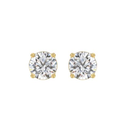 LADIES SOLITAIRE EARRINGS 3CT ROUND DIAMOND 14K YELLOW GOLD (CENTER STONE ROUND DIAMOND 1 1/2CT)