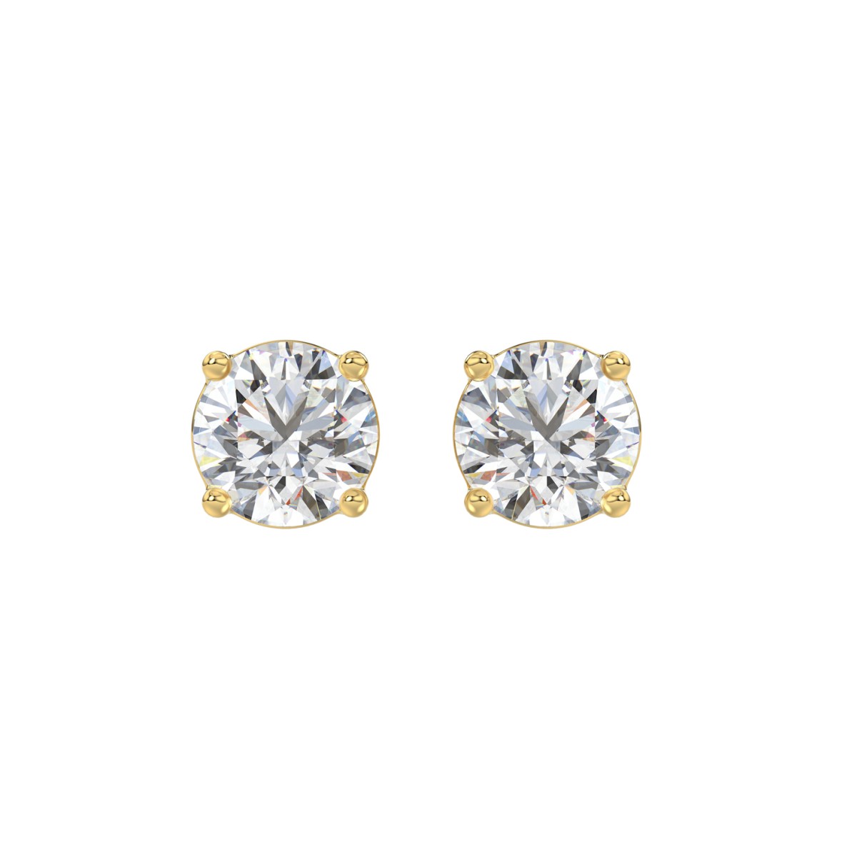 LADIES SOLITAIRE EARRINGS 3CT ROUND DIAMOND 14K YELLOW GOLD (CENTER STONE ROUND DIAMOND 1 1/2CT) 1 LADIES SOLITAIRE EARRINGS 3CT ROUND DIAMOND 14K YELLOW GOLD (CENTER STONE ROUND DIAMOND 1 1/2CT) - Image 1