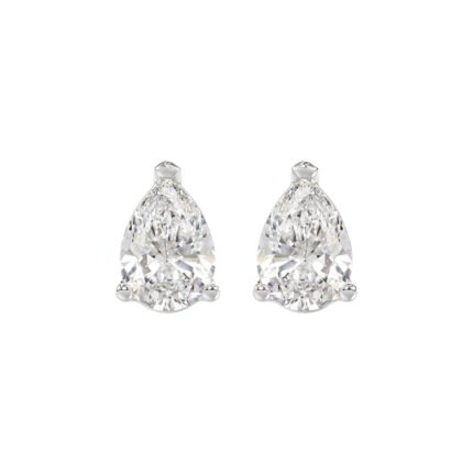 LADIES SOLITAIRE EARRINGS 4.00CT PEAR DIAMOND 14K WHITE GOLD