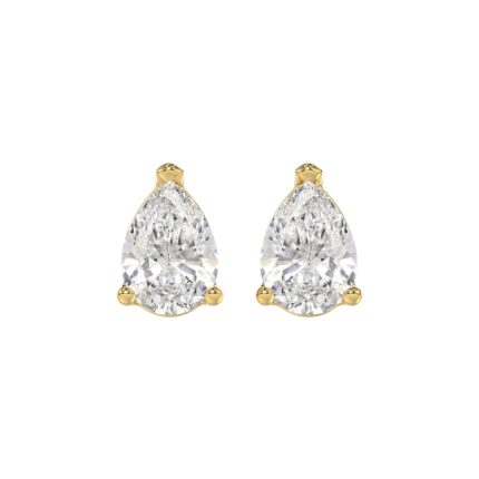 LADIES SOLITAIRE EARRINGS 4.00CT PEAR DIAMOND 14K YELLOW GOLD
