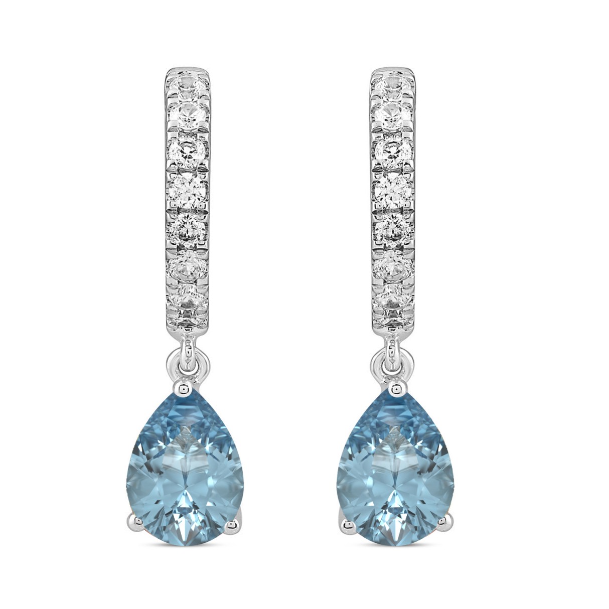 14K WHITE GOLD 2.00CT ROUND/BLUE PEAR DIAMOND LADIES EARRINGS 1 14K WHITE GOLD 2.00CT ROUND/BLUE PEAR DIAMOND LADIES EARRINGS - Image 1