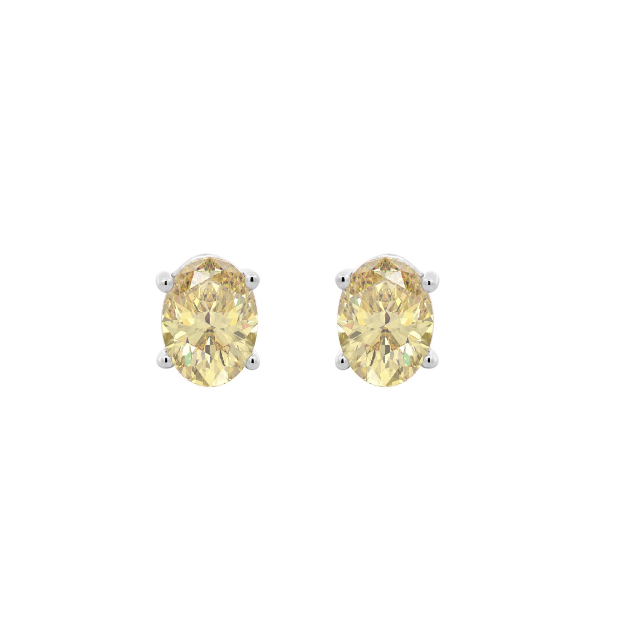 14K WHITE GOLD 2.00CT YELLOW OVAL DIAMOND LADIES EARRINGS 1 14K WHITE GOLD 2.00CT YELLOW OVAL DIAMOND LADIES EARRINGS - Image 1