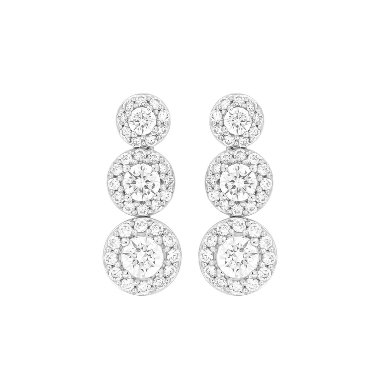 LADIES EARRINGS 3 3/4CT ROUND DIAMOND 14K WHITE GOLD (CENTER STONE ROUND DIAMOND 1 1/3C T ) 1 LADIES EARRINGS 3 3/4CT ROUND DIAMOND 14K WHITE GOLD (CENTER STONE ROUND DIAMOND 1 1/3C T ) - Image 1