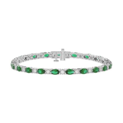 14K WHITE GOLD 6 7/8CT ROUND/EMERALD OVAL DIAMOND LADIES BRACELET (EMERALD OVAL 6 1/6CT)