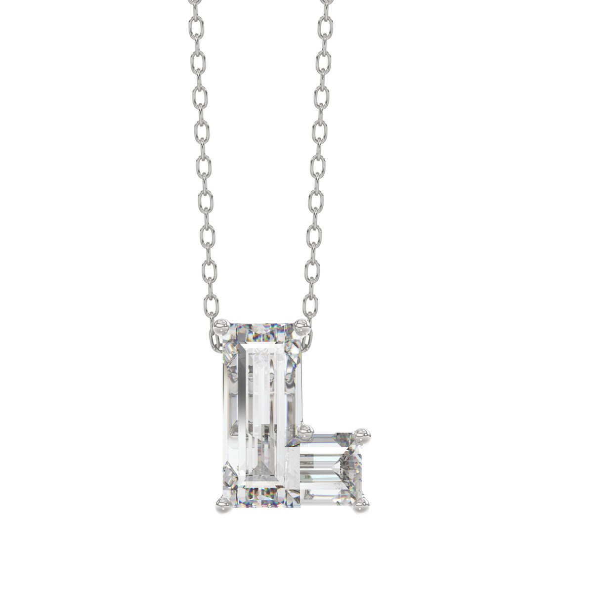 14K WHITE GOLD 1 1/3CT FANCY CUT ALPHABET DIAMOND LADIES PENDANT WITH CHAIN 1 14K WHITE GOLD 1 1/3CT FANCY CUT ALPHABET DIAMOND LADIES PENDANT WITH CHAIN - Image 1