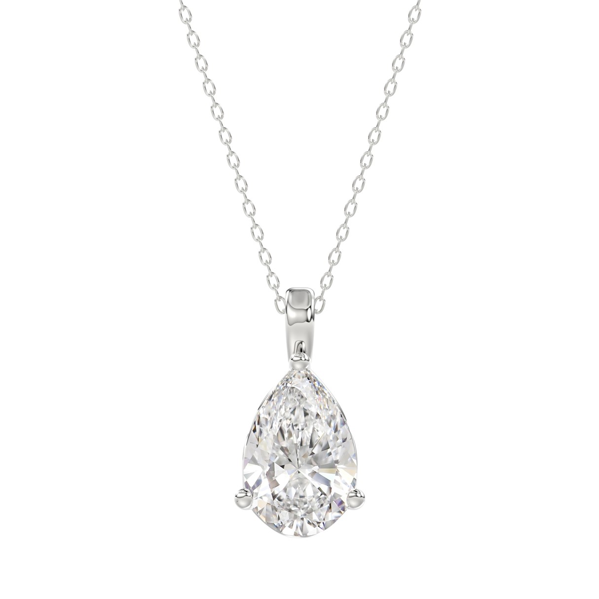 LADIES SOLITAIRE PENDANT 3CT PEAR DIAMOND 14K WHITE GOLD 1 LADIES SOLITAIRE PENDANT 3CT PEAR DIAMOND 14K WHITE GOLD - Image 1
