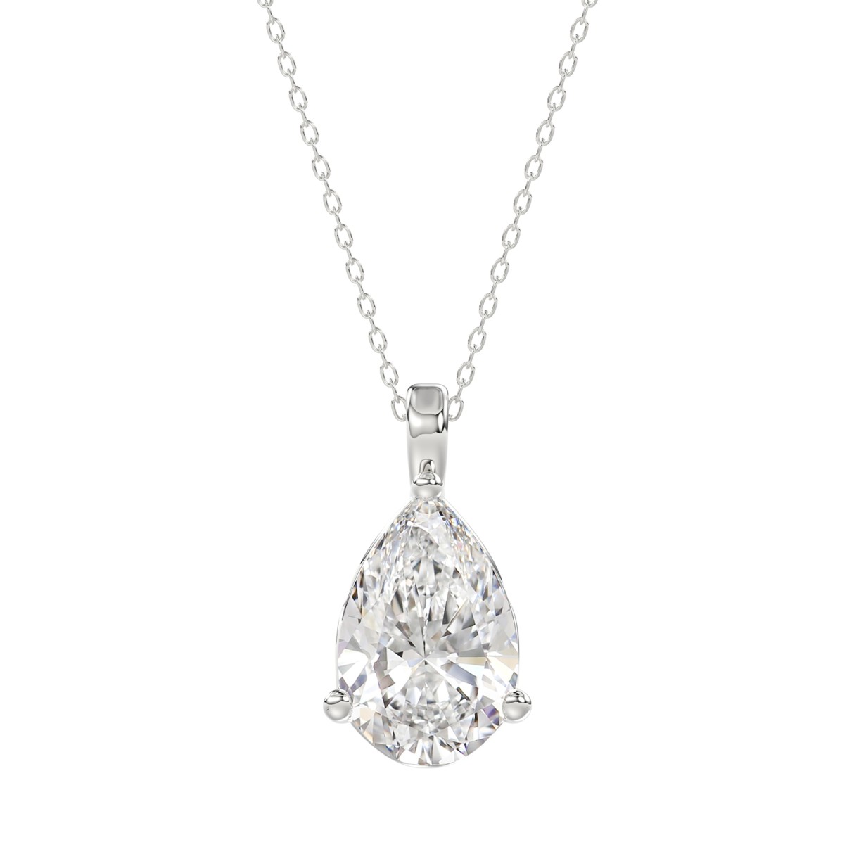 LADIES SOLITAIRE PENDANT 4CT PEAR DIAMOND 14K WHITE GOLD 1 LADIES SOLITAIRE PENDANT 4CT PEAR DIAMOND 14K WHITE GOLD - Image 1