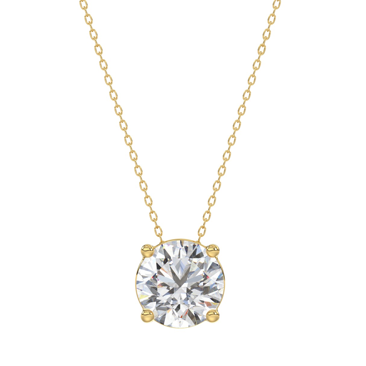 LADIES SOLITAIRE PENDANT WITH UNDER-PASS CHAIN 2.00CT ROUND DIAMOND 14K YELLOW GOLD 1 LADIES SOLITAIRE PENDANT WITH UNDER-PASS CHAIN 2.00CT ROUND DIAMOND 14K YELLOW GOLD - Image 1