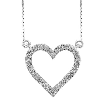 LADIES NECKLACE 0.15CT ROUND DIAMOND 10K WHITE GOLD