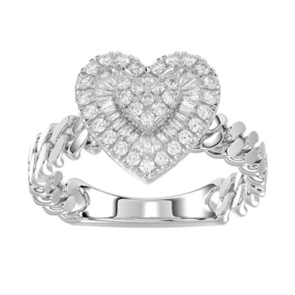 LADIES RING 0.33CT ROUND DIAMOND 14K WHITE GOLD